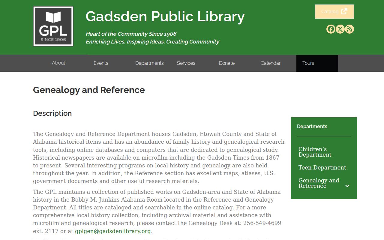 Gadsden city directory genealogy and reference holdings
