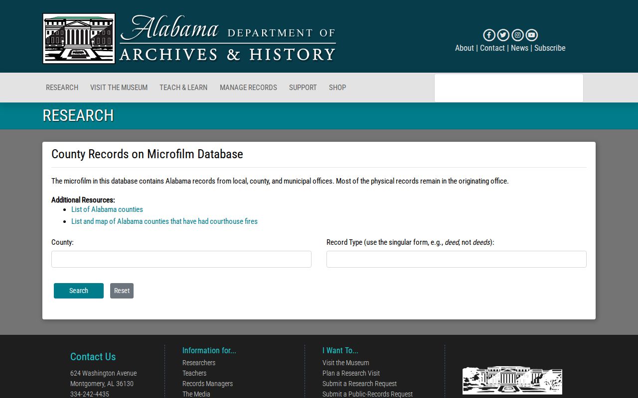 Gadsden previous residents Alabama Archives county records catalog