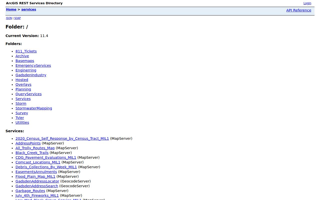 Gadsden ZIP code directory city GIS service catalog